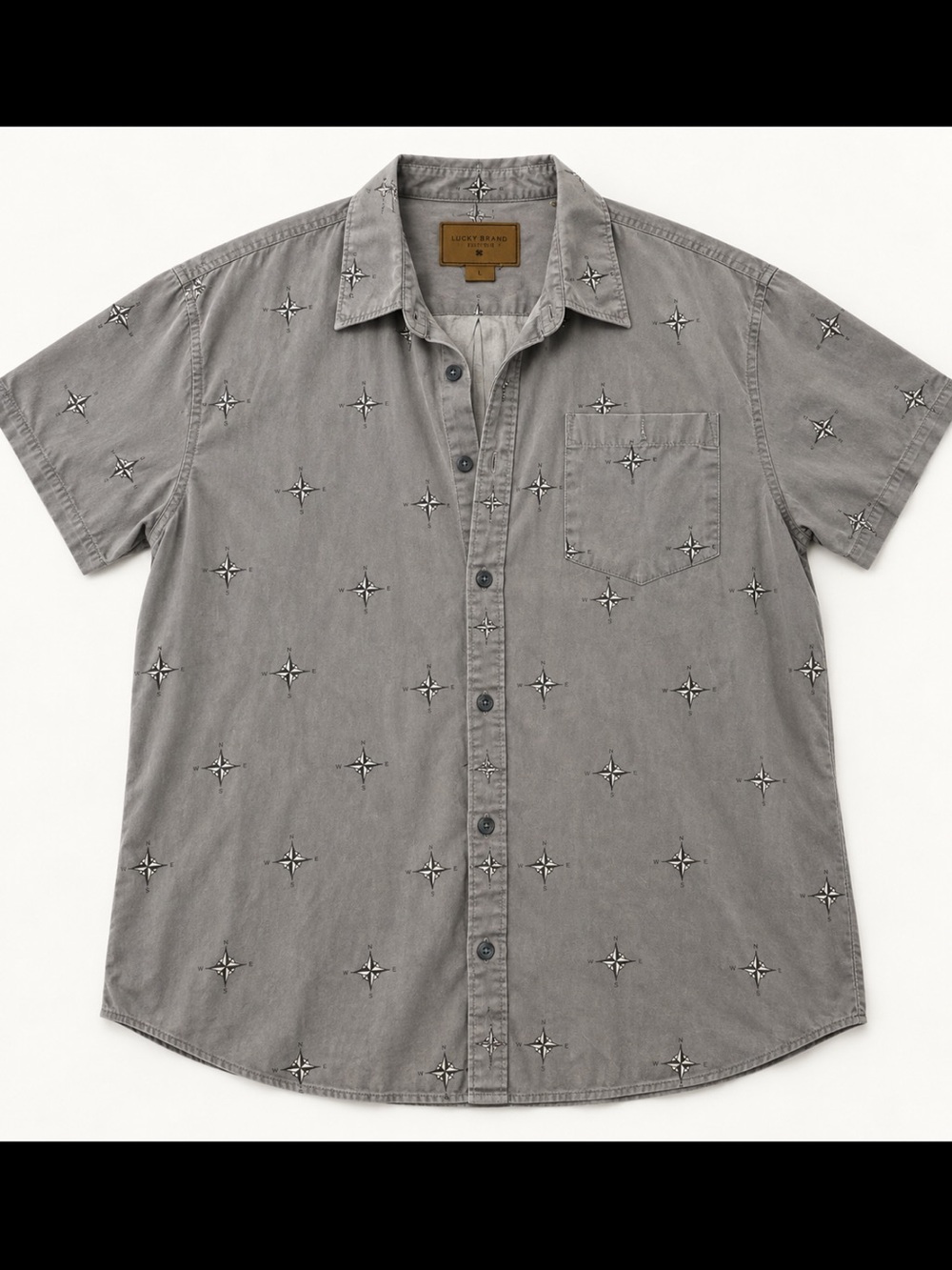 Nautical Gray Short Sleeve Button-Down Shirt - Clearwater Outfitters